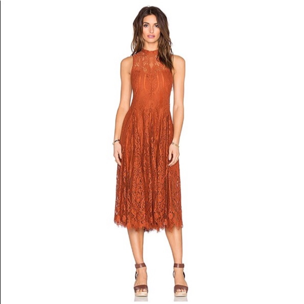 Free people burnt orange lace midi dress